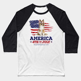 Sheltie Flag USA - America 4th Of July Independence Day Baseball T-Shirt